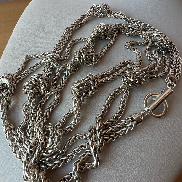 Ralph Lauren Silver-tone long knot toggle necklace Brand New - Picture 10 of 13